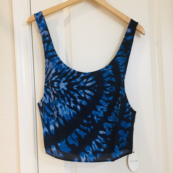 WINSTON WHITE Revolve Black Daria Tie Dye Open Back Crop Top NWT $128 Boho Fest - Picture 3 of 6